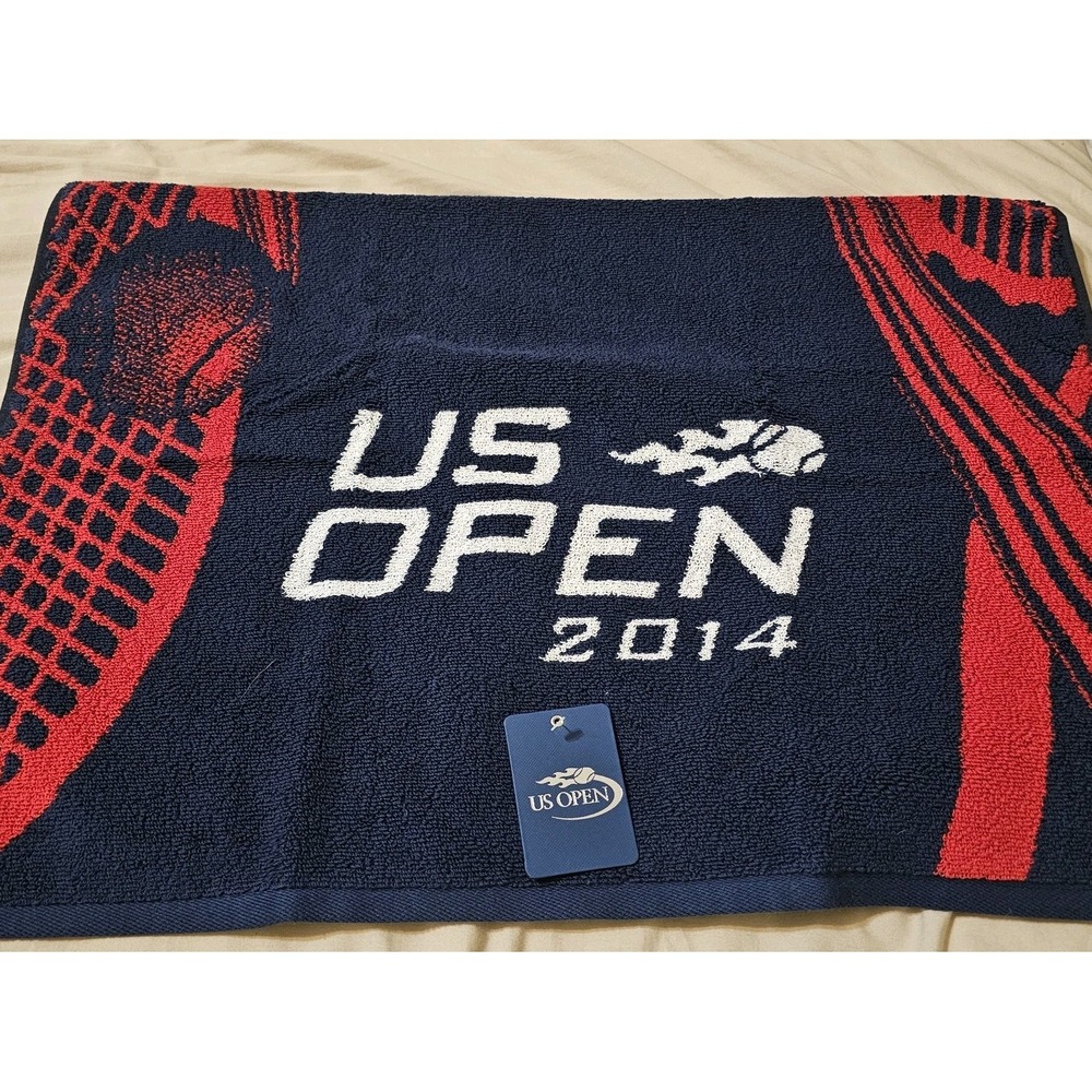 New US Open Men's Players Authentic on court Towel Navy Red White 2014
